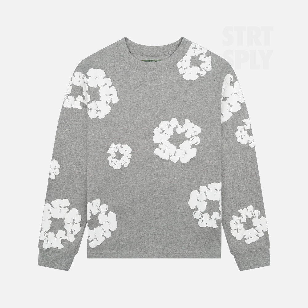 Denim Tears Cotton Wreath Long Sleeve T-Shirt - Grey