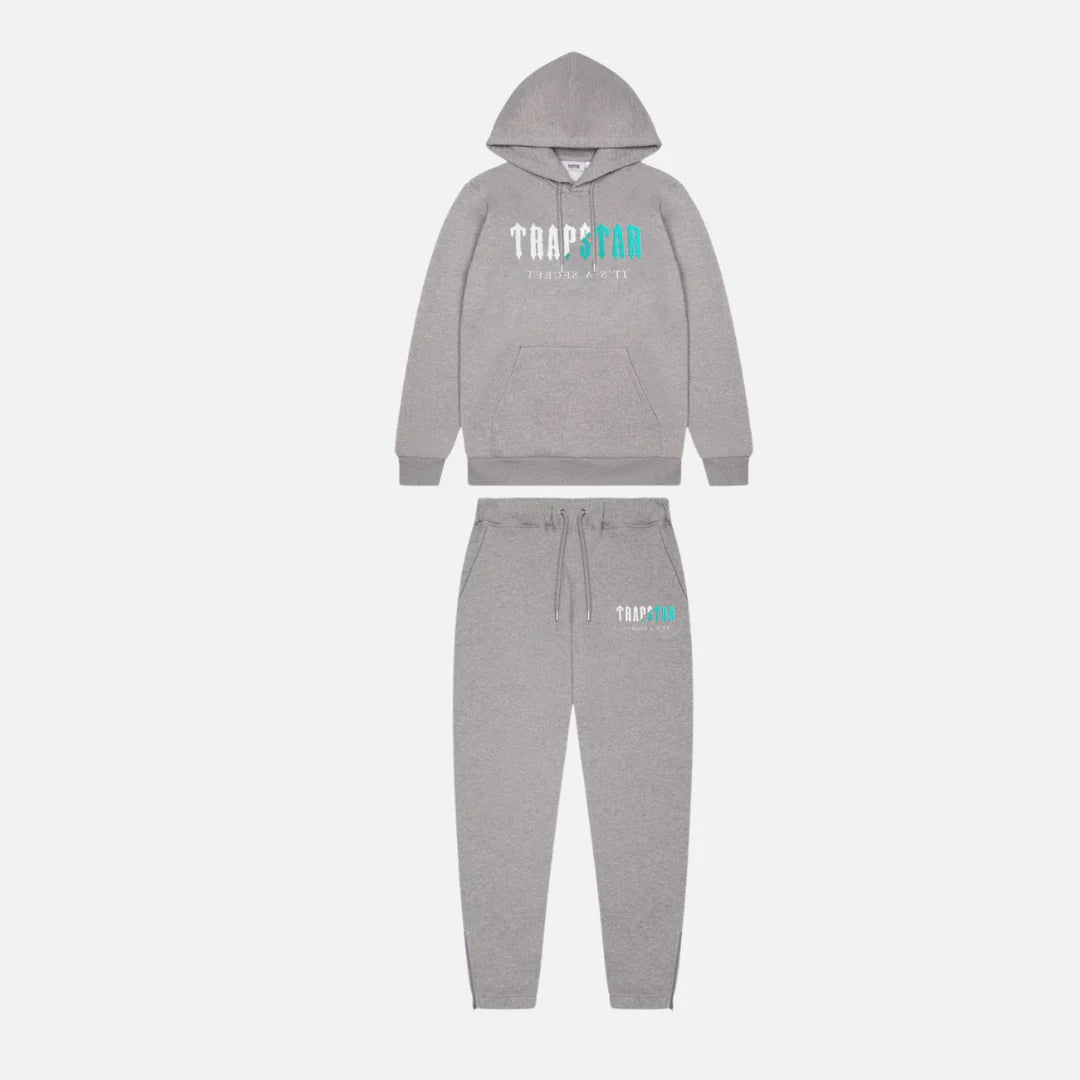 Trapstar Chenille Decoded Hooded Tracksuit - Grey / Teal