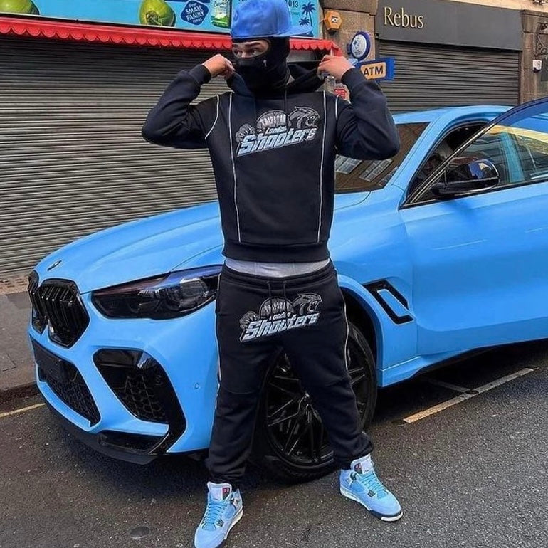 Trapstar Shooters Technical Hooded Tracksuit - Black / Blue