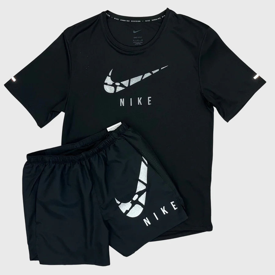 Nike Run Division T-Shirt & Short Set - Black