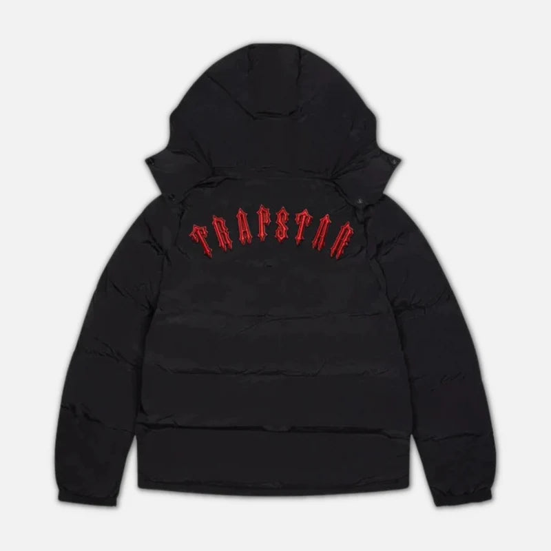 Trapstar Irongate Arch Detachable Hooded Puffer Jacket - Black / Infrared