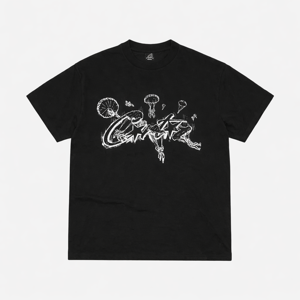 Corteiz RTW Allstarz Skydiver T-Shirt - Black / White