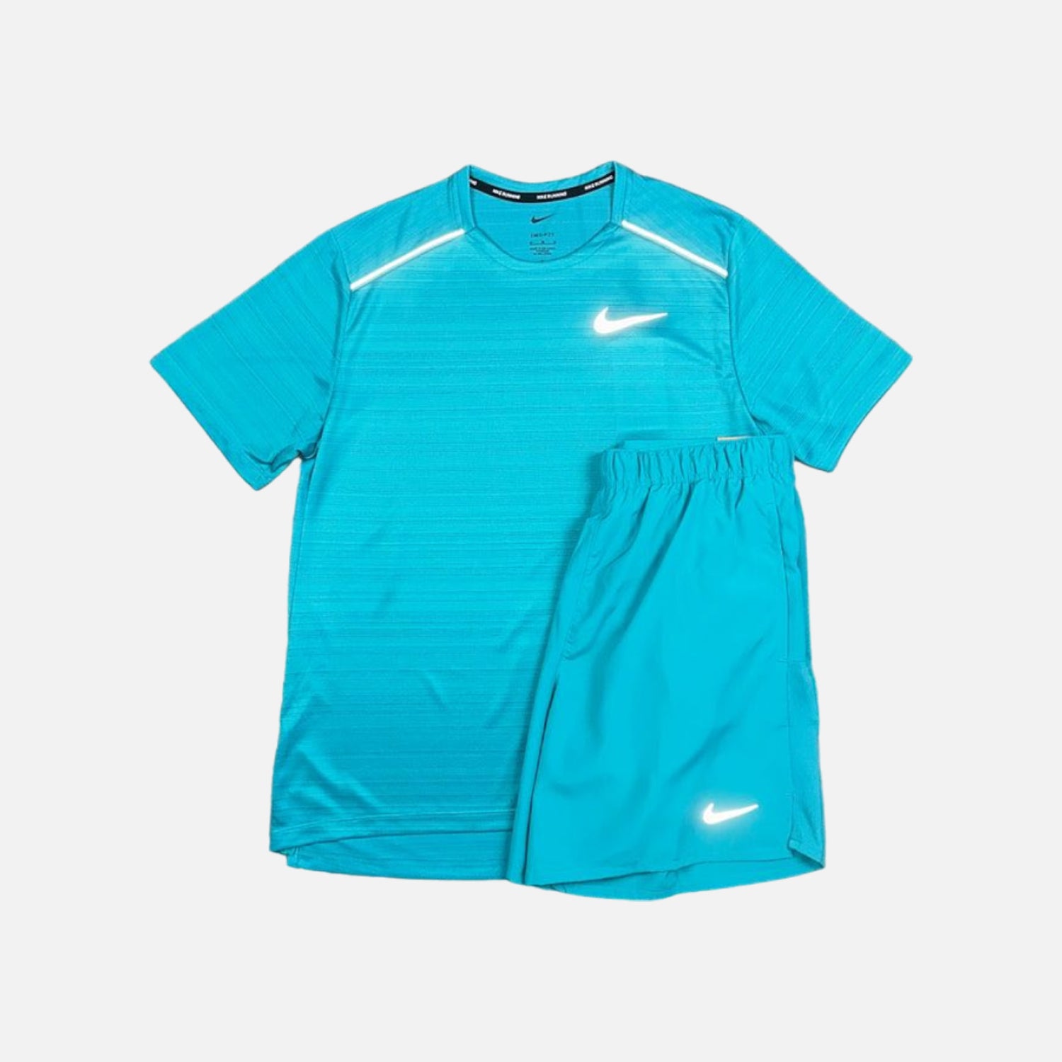 Nike Miler T-Shirt & Challenger Short Set - Aqua Blue