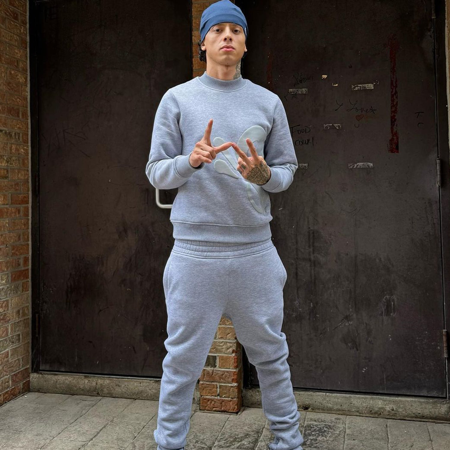 Syna World OG Crew Logo Tracksuit - Grey