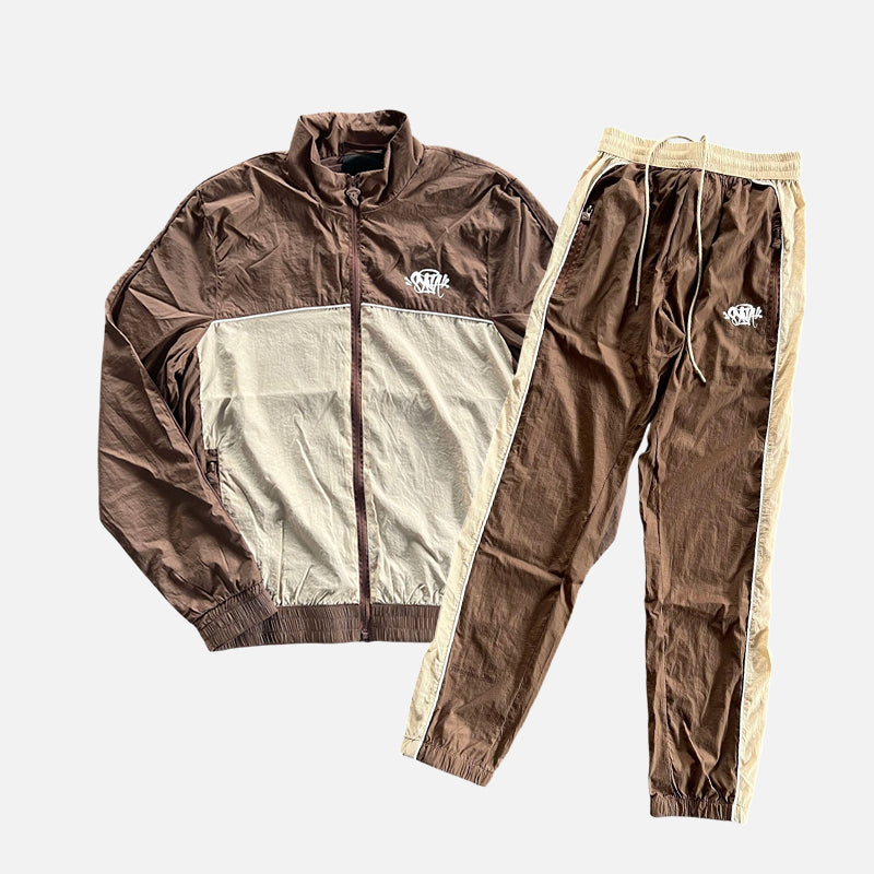 Syna World Logo Shell Tracksuit - Brown /Beige