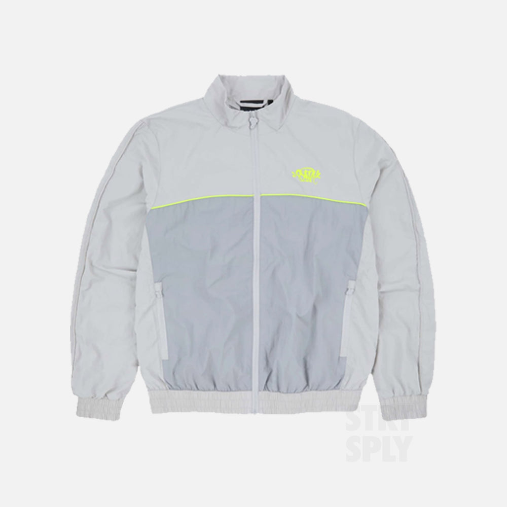 Syna World Logo Shell Tracksuit - Light Grey / Volt