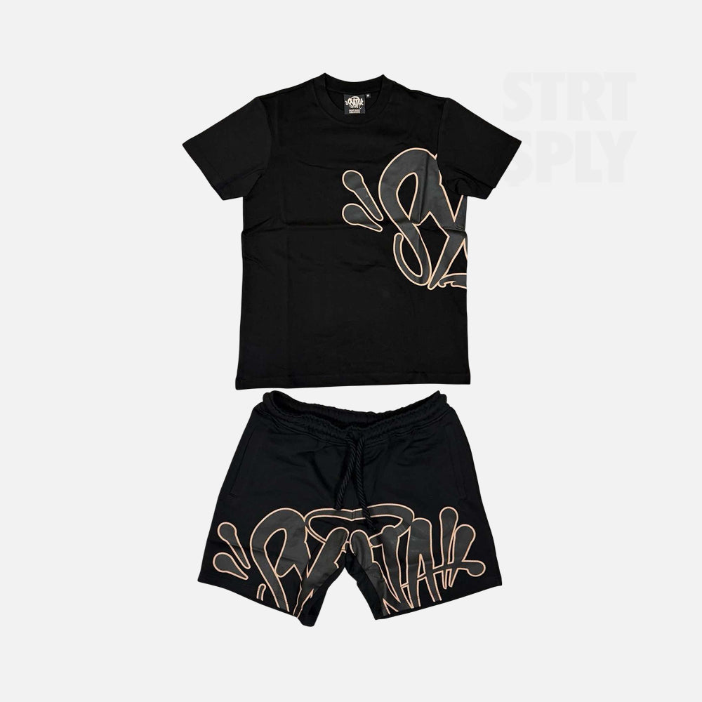 Syna World T-Shirt & Shorts Logo Set - Black / Rose Gold