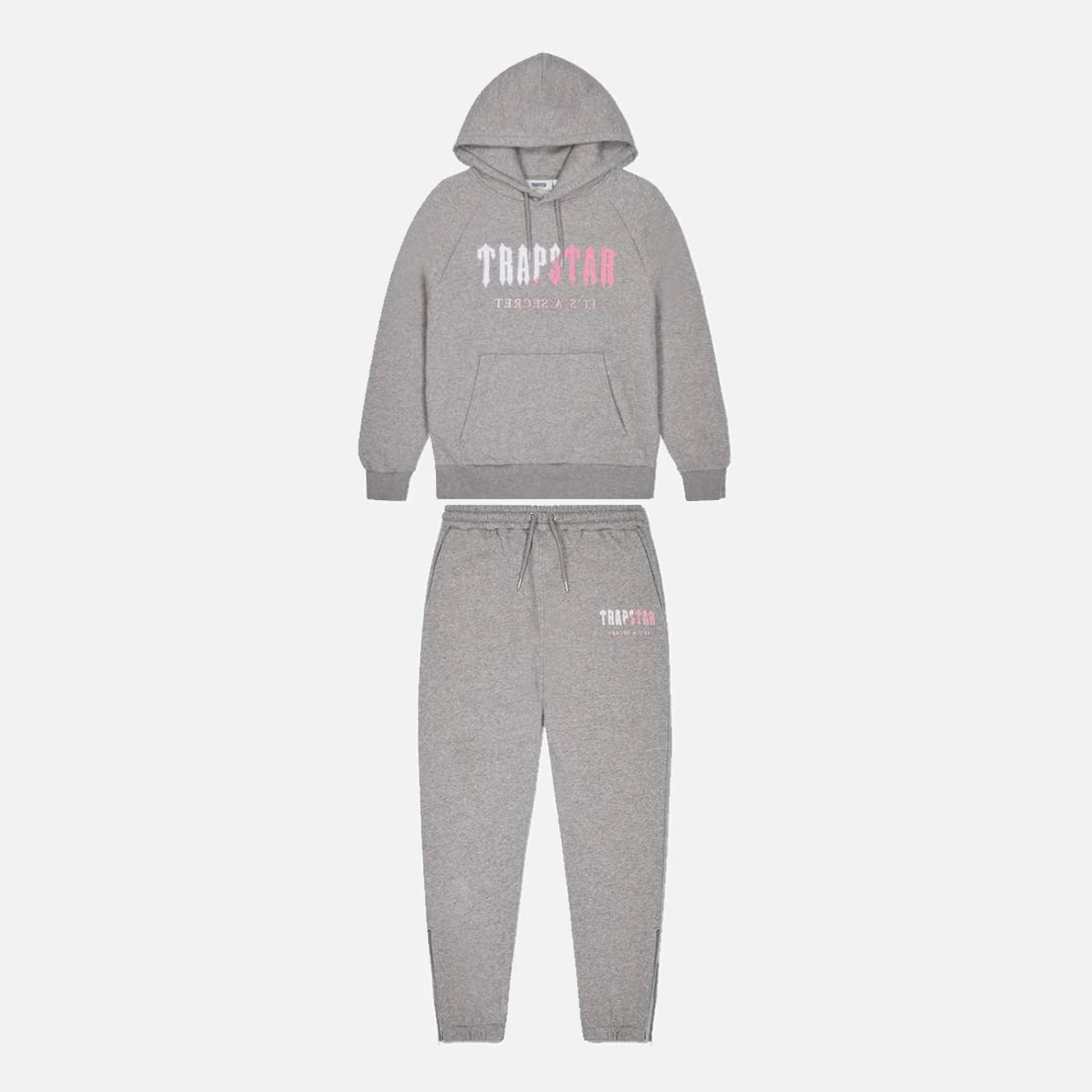 Trapstar Chenille Decoded Hooded Tracksuit - Grey / Pink