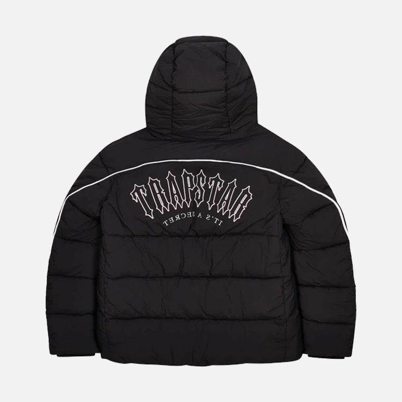 Trapstar Irongate Arch Piping Hooded Puffer Jacket - Black / White