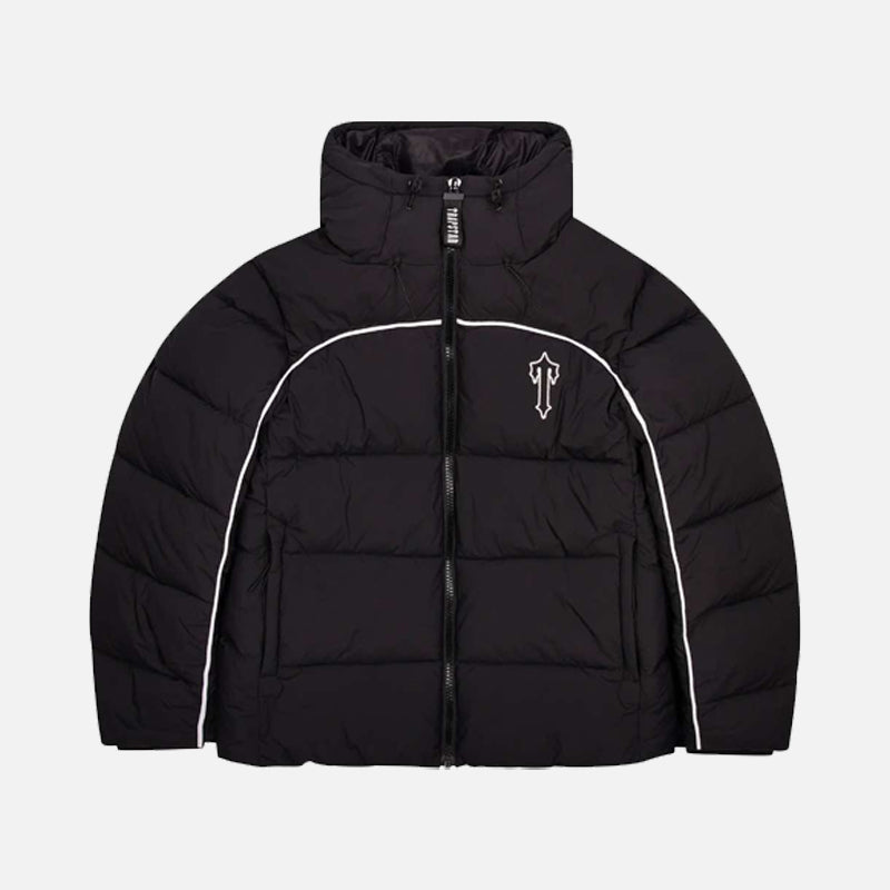 Trapstar Irongate Arch Piping Hooded Puffer Jacket - Black / White