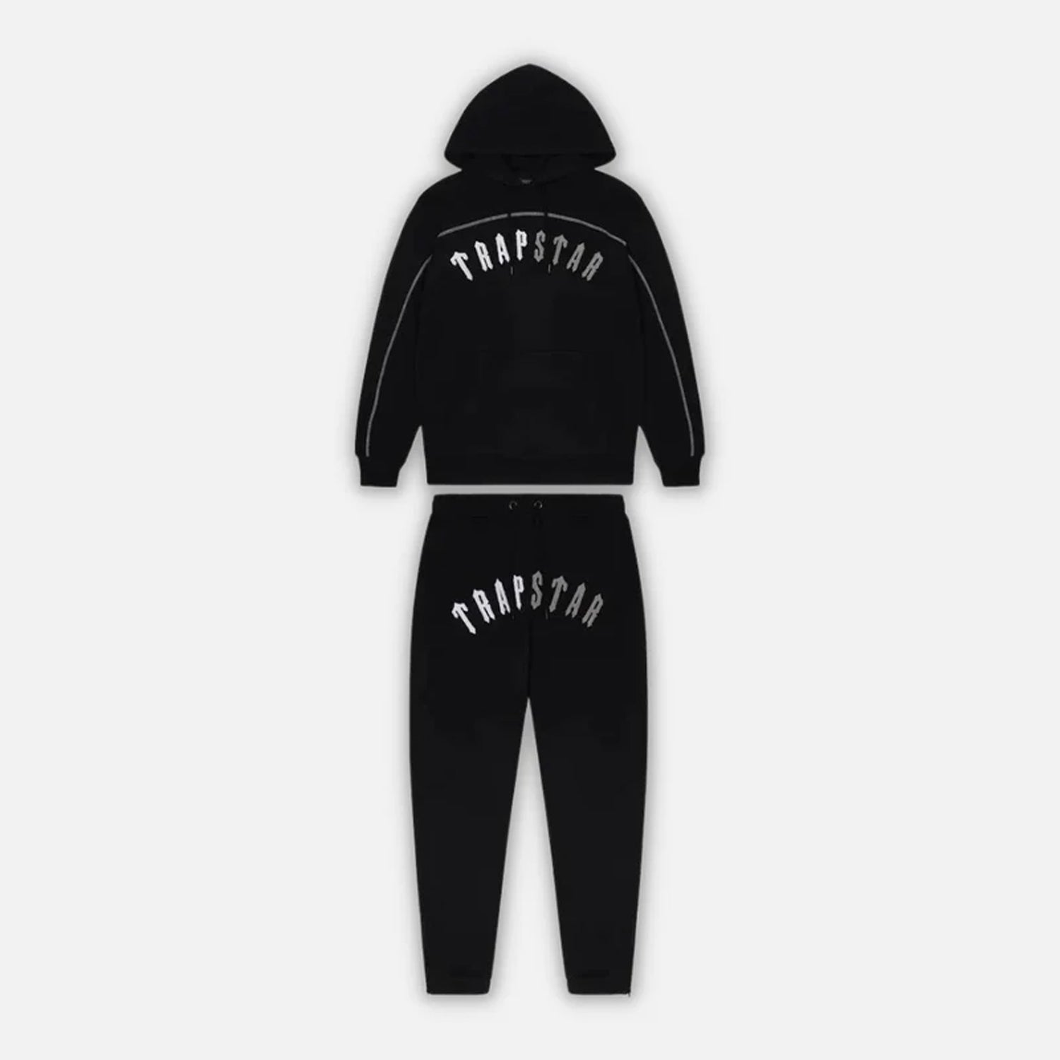 Trapstar Irongate Chenille Arch Hooded Tracksuit - Black Monochrome Edition