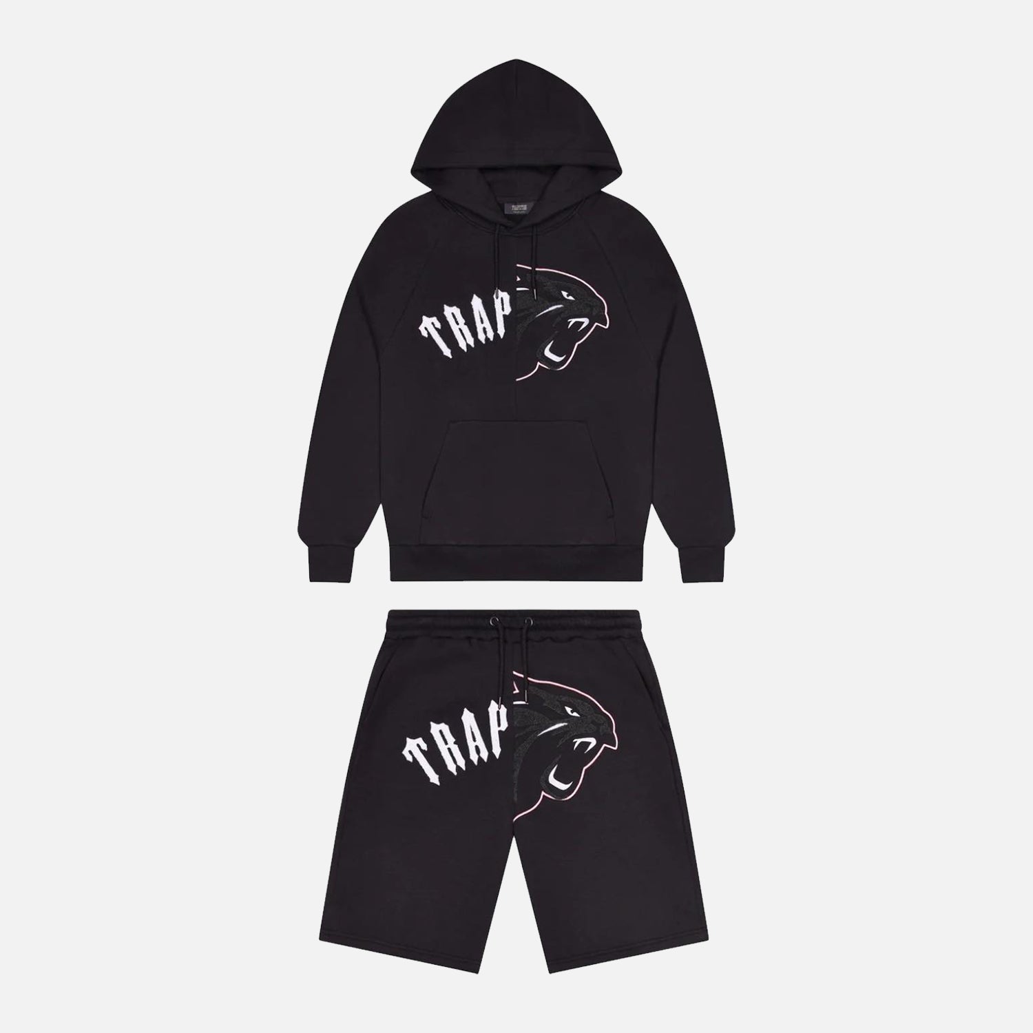 Trapstar Shooters Arch Hooded Short Set - Black / Pink