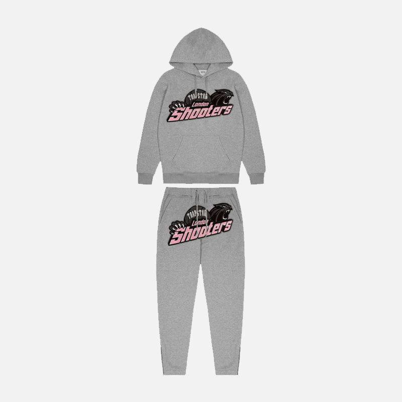 Trapstar Shooters Hooded Tracksuit - Grey / Pink