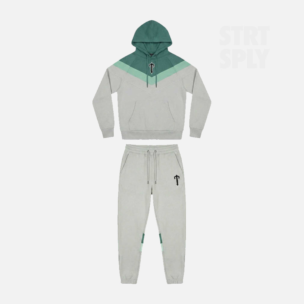 Trapstar V Stripe Hooded Tracksuit - Grey / Teal