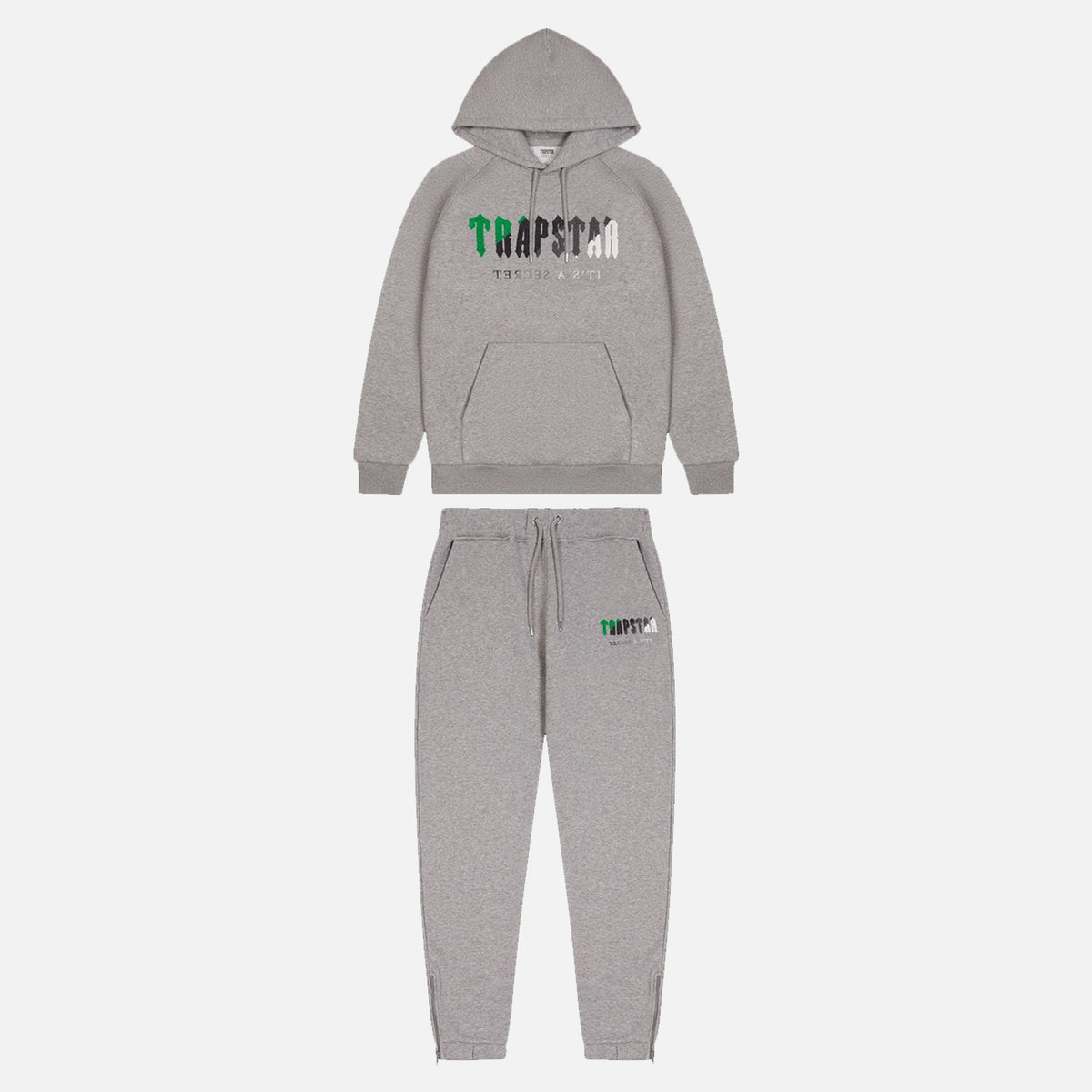 Trapstar Chenille Decoded Hooded Tracksuit - Grey / Green