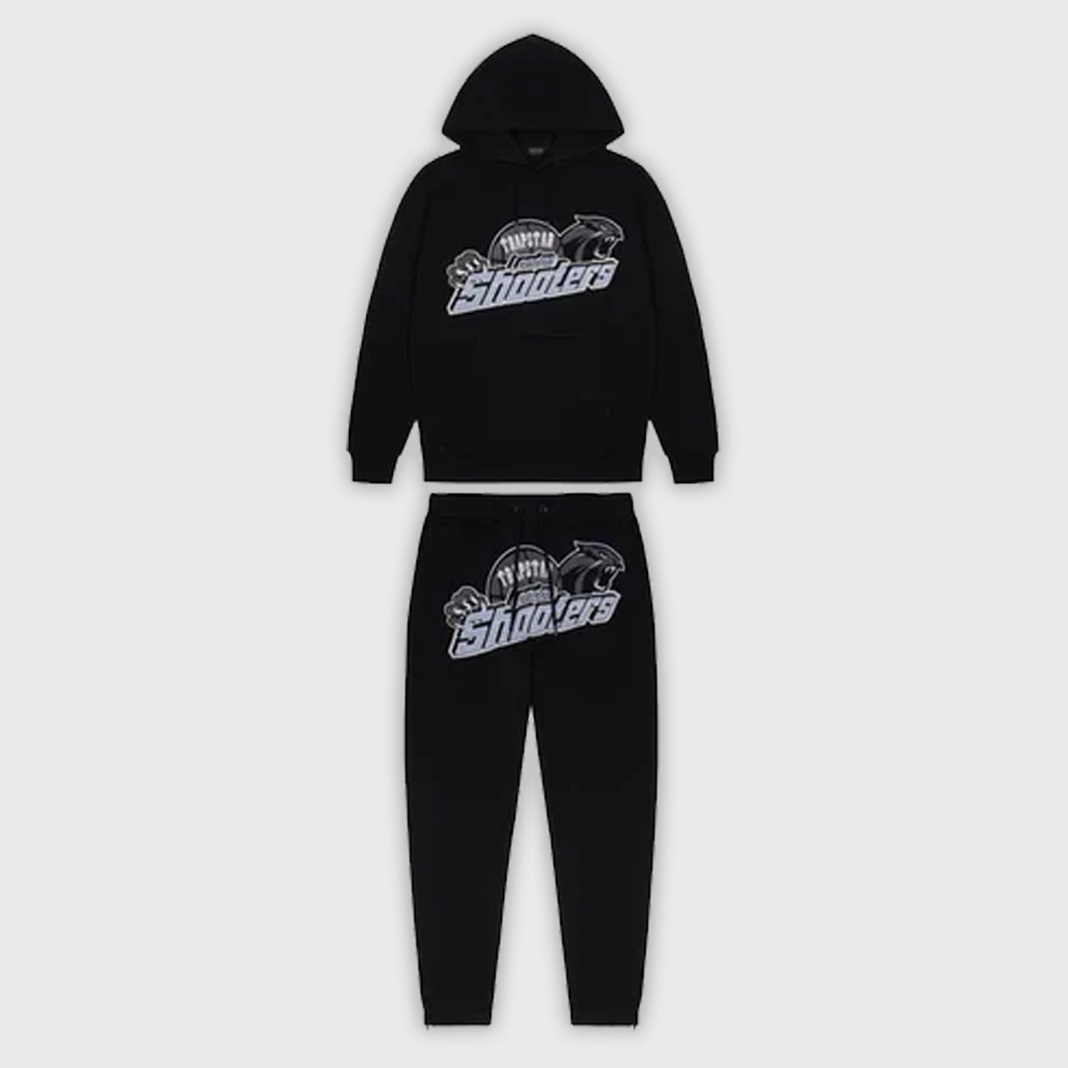 TRAPSTAR SHOOTERS HOODED TRACKSUIT BLACK ICE BLUE KICKKONNECT