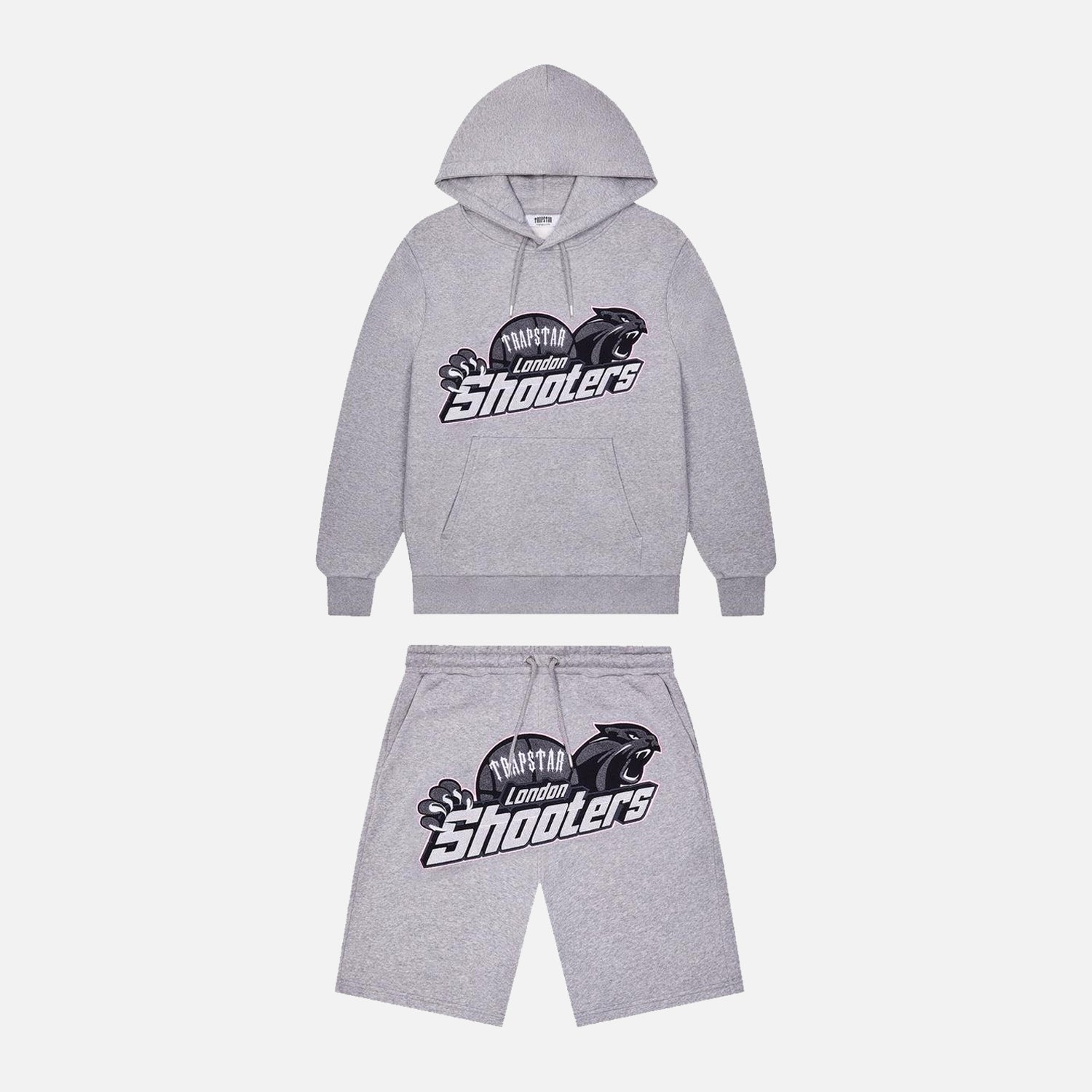 Trapstar Shooters Hooded Short Set - Grey / Pink
