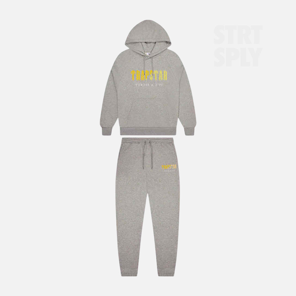 Trapstar Chenille Decoded Hooded Tracksuit - Grey / Yellow