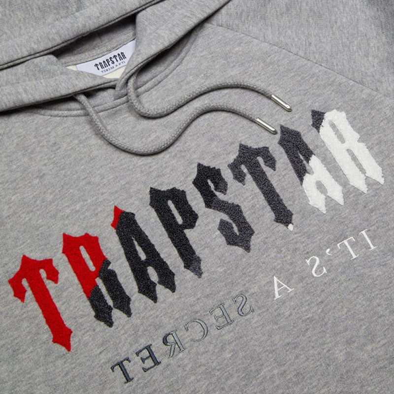Trapstar Chenille Decoded Hooded Tracksuit - Grey / Red