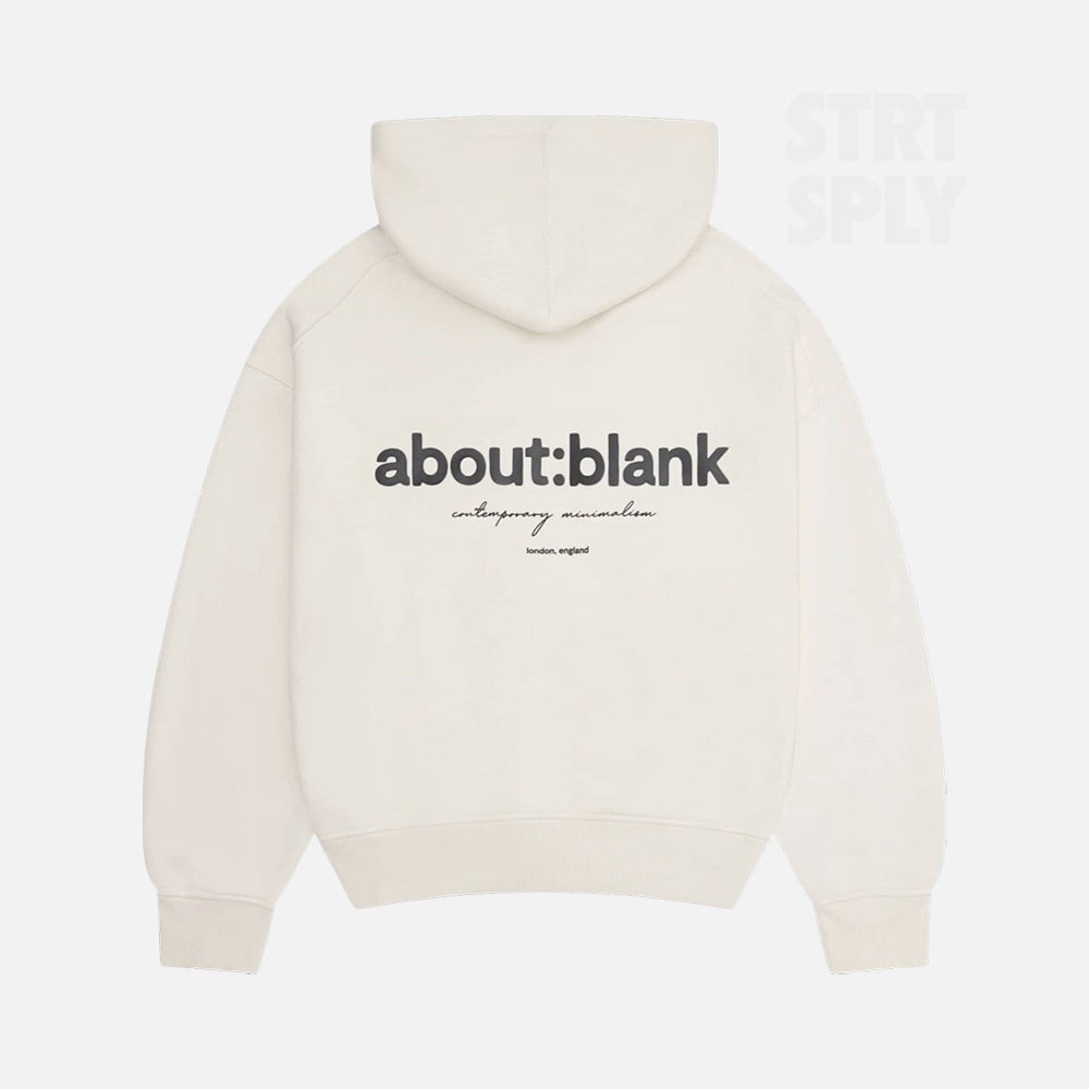 about:blank Box Hoodie - Ecru / Black