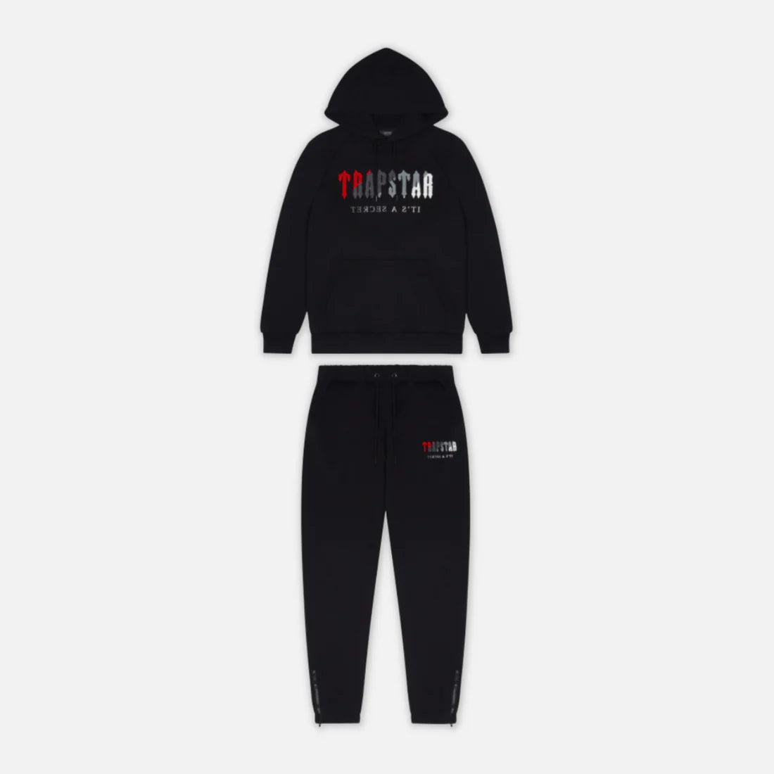Trapstar Chenille Decoded Hooded Tracksuit - Black / Red
