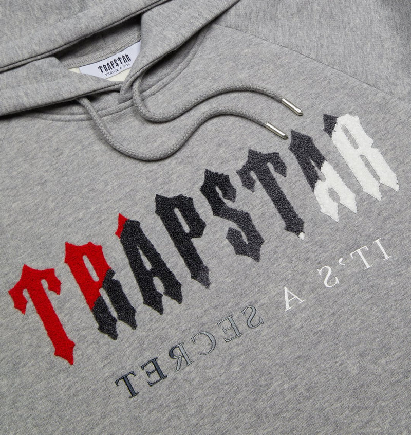 Trapstar Chenille Decoded Hooded Tracksuit - Grey / Red
