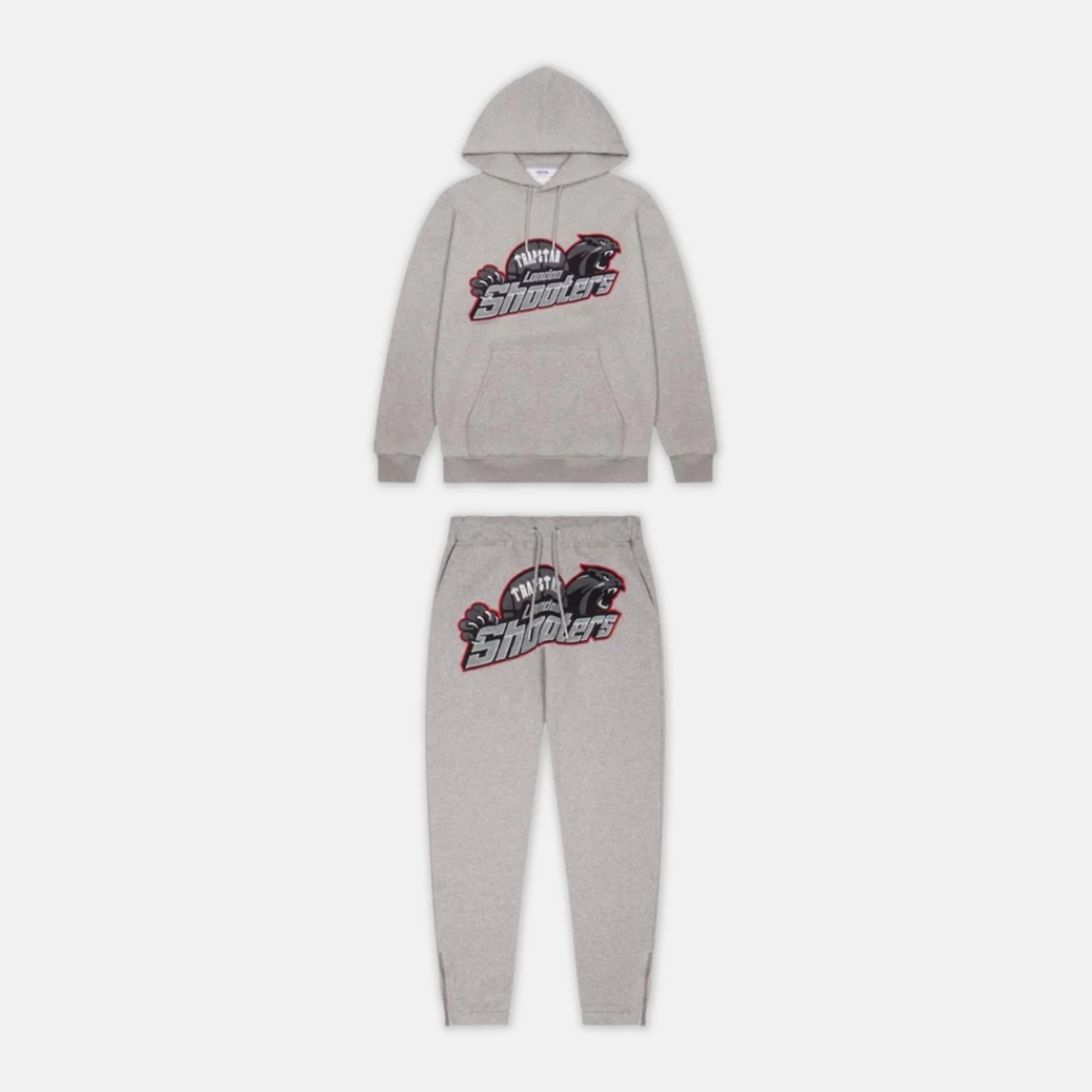 TRAPSTAR SHOOTERS HOODED TRACKSUIT - GREY / RED KICKKONNECT