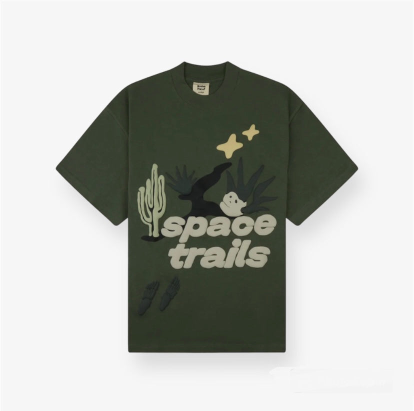 Broken Planet Market 'Space Trails' T-Shirt - Olive Green