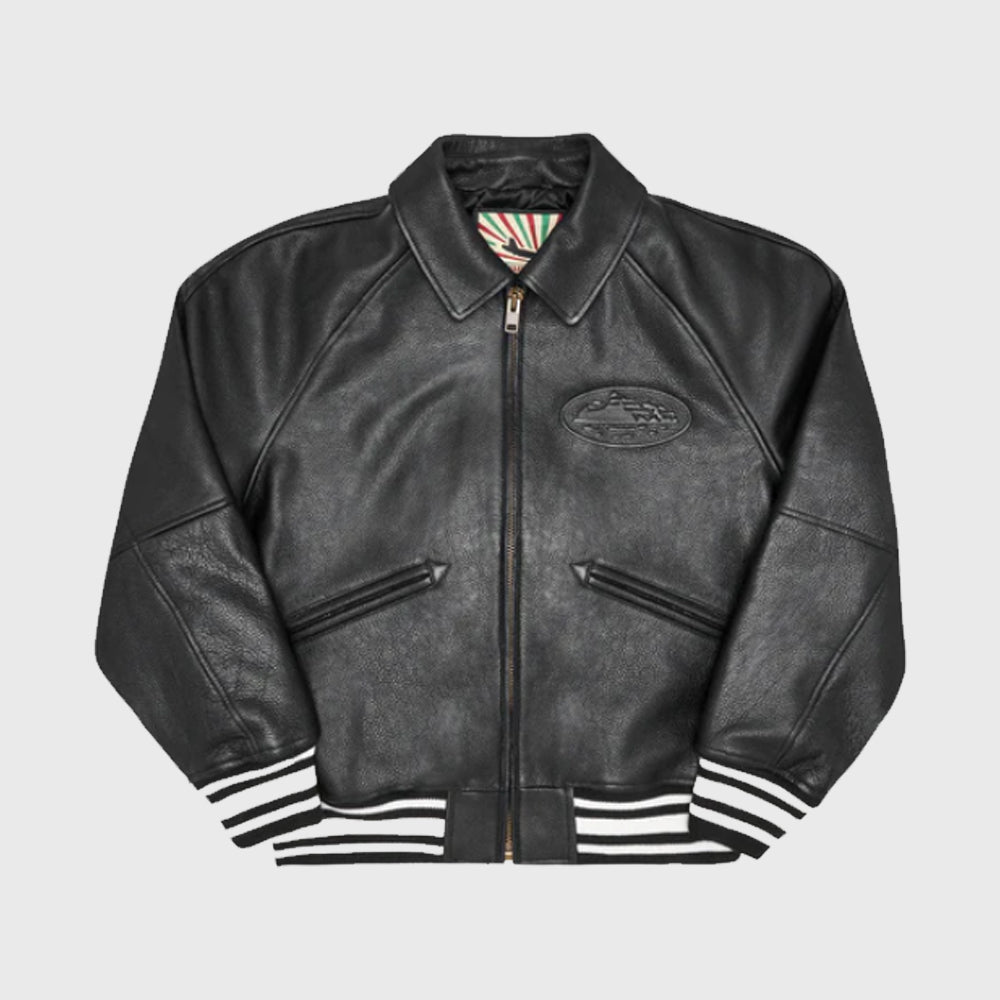 Corteiz RTW Skydive Jacket - Black Leather