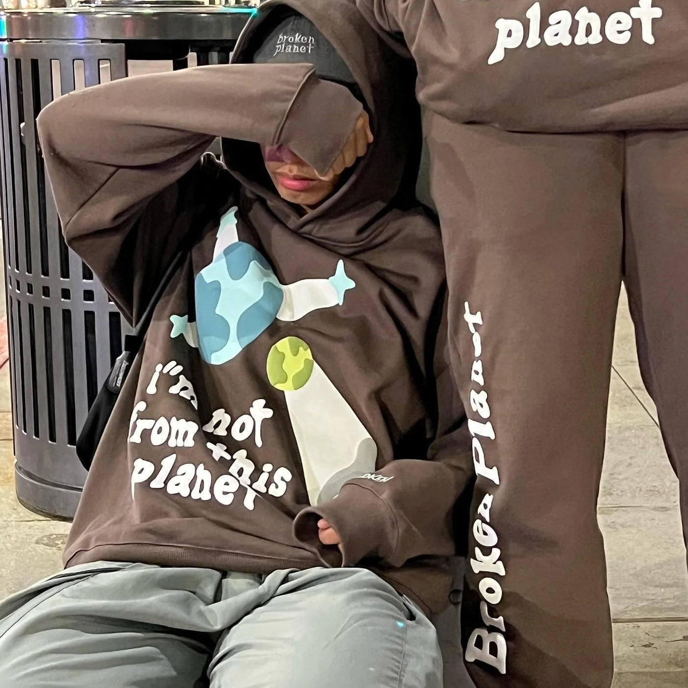 Broken Planet Market 'I'm Not From This Planet' Hoodie - Brown