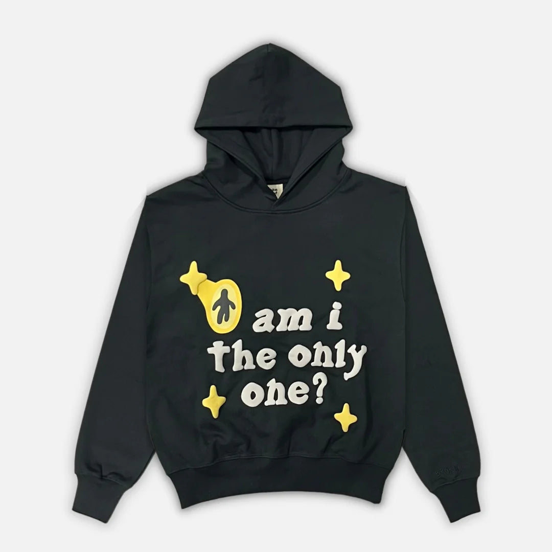Broken Planet Market 'Am I The Only One?' Hoodie - Onyx Black / Yellow