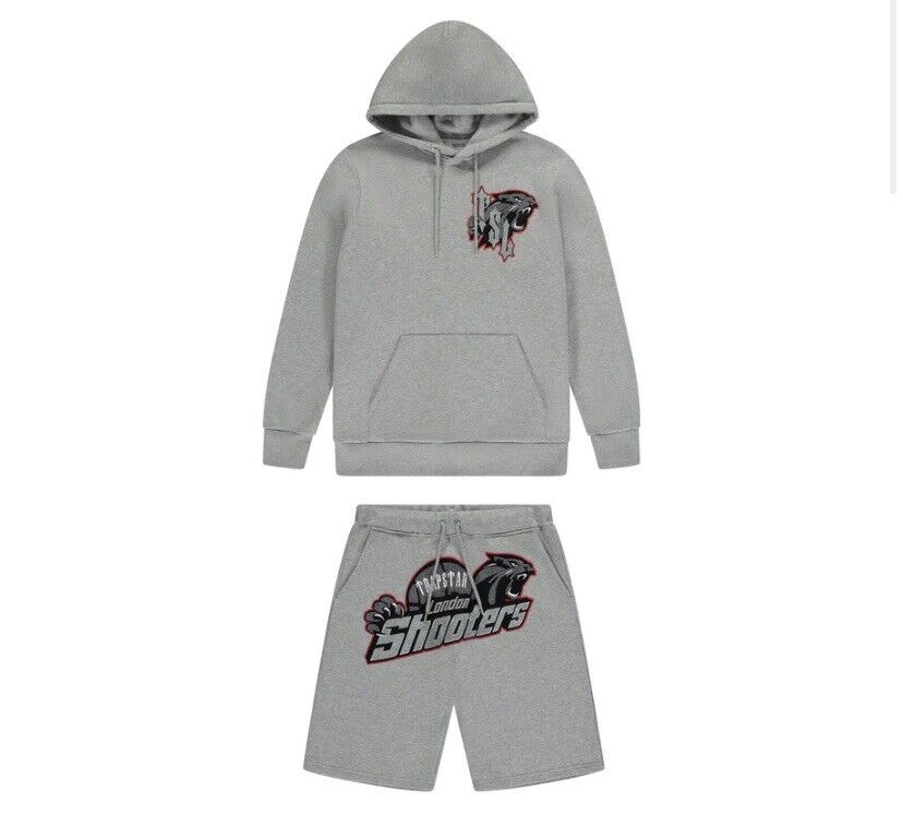 Trapstar Shooters Hooded Short Set - Grey / Red